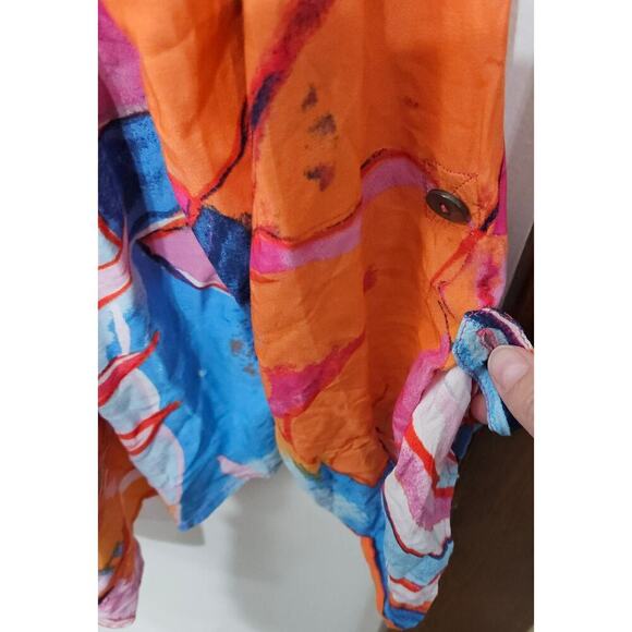 NIC+ZOE Tropical Mirage Top Allover Print Roll Tab Sleeve 100% EcoVero 1X Plus - Picture 5 of 8